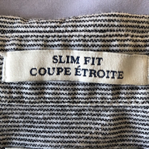 “Lucky Brand” men’s button front black/cream ticking stripe slim fit -sz L - Picture 4 of 14